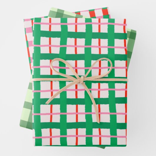 Hand Drawn Modern Christmas Plaids Inpakpapier Vel (In situ)
