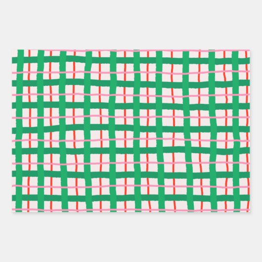 Hand Drawn Modern Christmas Plaids Inpakpapier Vel (Voorkant)