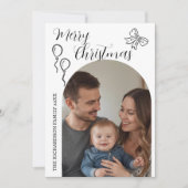 Hand Drawn Modern Merry Christmas Photo Feestdagenkaart (Voorkant)