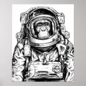 Hand Drawn Monkey Astronaut Poster (Voorkant)