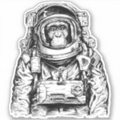 Hand Drawn Monkey Astronaut Sticker (Voorkant)