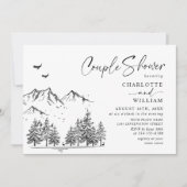 Hand Drawn Mountains Forest Couple Shower Kaart (Voorkant)