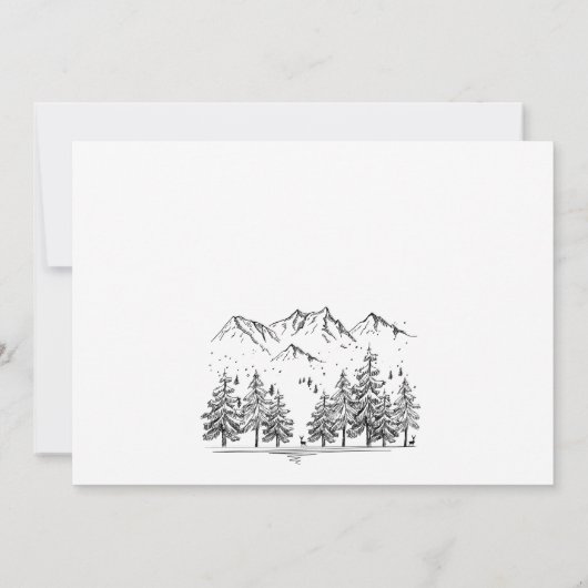 Hand Drawn Mountains Forest Couple Shower Kaart (Achterkant)