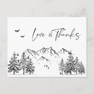 Hand Drawn Mountains Forest Dank je Briefkaart