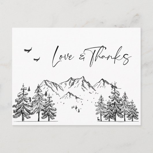 Hand Drawn Mountains Forest Dank je Briefkaart (Voorkant)