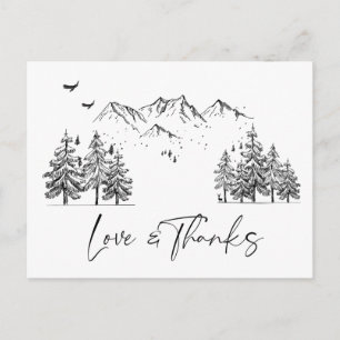 Hand Drawn Mountains Forest Dank je Briefkaart