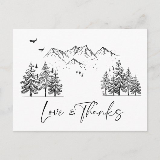 Hand Drawn Mountains Forest Dank je Briefkaart (Voorkant)