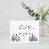 Hand Drawn Mountains Forest Dank je Briefkaart (Staand voorkant)
