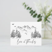 Hand Drawn Mountains Forest Dank je Briefkaart (Staand voorkant)