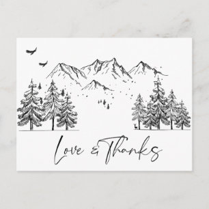 Hand Drawn Mountains Forest Dank je Briefkaart