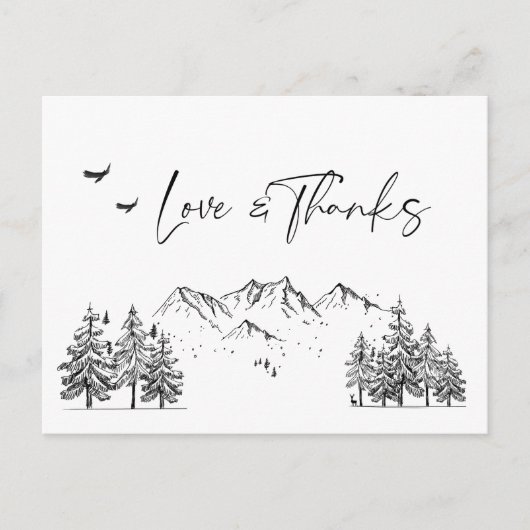 Hand Drawn Mountains Forest Dank je Briefkaart (Voorkant)