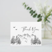 Hand Drawn Mountains Forest Dank je Briefkaart (Staand voorkant)