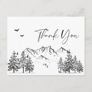 Hand Drawn Mountains Forest Dank je Briefkaart