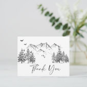 Hand Drawn Mountains Forest Dank je Briefkaart (Staand voorkant)