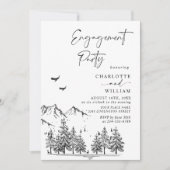 Hand Drawn Mountains Forest Engagement Party Kaart (Voorkant)