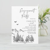 Hand Drawn Mountains Forest Engagement Party Kaart (Staand voorkant)