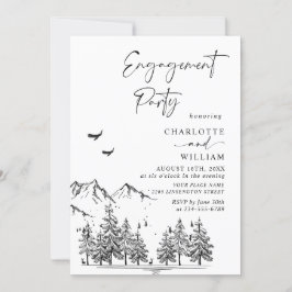 Hand Drawn Mountains Forest Engagement Party Kaart