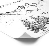 Hand Drawn Mountains Forest Favors Wedding Sign Poster (Hoek)
