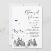 Hand Drawn Mountains Forest Rehearsal Dinner Kaart (Voorkant)