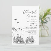 Hand Drawn Mountains Forest Rehearsal Dinner Kaart (Staand voorkant)