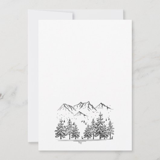 Hand Drawn Mountains Forest Rehearsal Dinner Kaart (Achterkant)