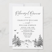Hand Drawn Mountains Forest Rehearsal Dinner Kaart (Voorkant)