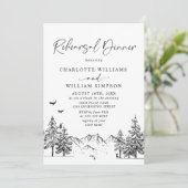 Hand Drawn Mountains Forest Rehearsal Dinner Kaart (Staand voorkant)