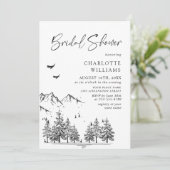 Hand Drawn Mountains Forest Vrijgezellenfeest Kaart (Staand voorkant)