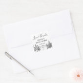 Hand Drawn Mountains Forest VRIJGEZELLENFEEST Vierkante Sticker (Envelop)