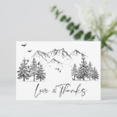 Hand Drawn Mountains Forest Wedding Bedankkaart (Staand voorkant)
