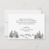Hand Drawn Mountains Forest Wedding Bedankkaart (Achterkant)