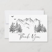 Hand Drawn Mountains Forest Wedding Bedankkaart (Voorkant)
