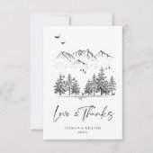 Hand Drawn Mountains Forest Wedding Bedankkaart (Voorkant)