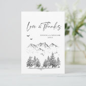 Hand Drawn Mountains Forest Wedding Bedankkaart (Staand voorkant)