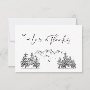 Hand Drawn Mountains Forest Wedding Bedankkaart