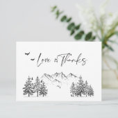 Hand Drawn Mountains Forest Wedding Bedankkaart (Staand voorkant)