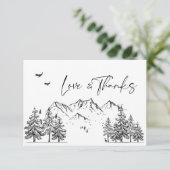 Hand Drawn Mountains Forest Wedding Bedankkaart (Staand voorkant)