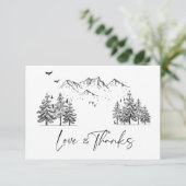 Hand Drawn Mountains Forest Wedding Bedankkaart (Staand voorkant)