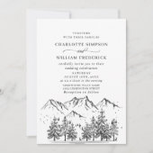 Hand Drawn Mountains Forest Wedding Kaart (Voorkant)
