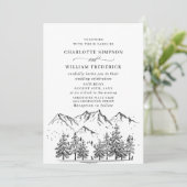 Hand Drawn Mountains Forest Wedding Kaart (Staand voorkant)