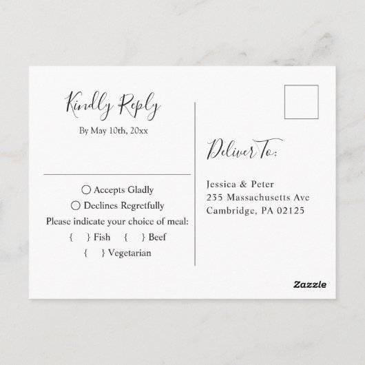 Hand Drawn Mountains Forest Wedding RSVP Briefkaart (Achterkant)