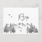 Hand Drawn Mountains Forest Wedding RSVP Briefkaart (Voorkant)