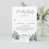 Hand Drawn Mountains Forest Wedding RSVP Kaartje (Staand voorkant)