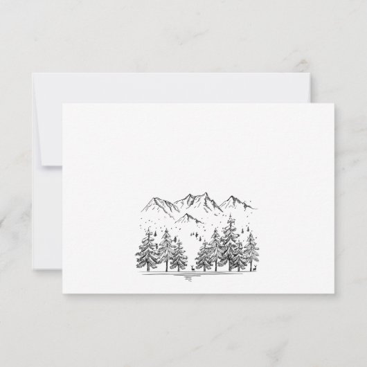 Hand Drawn Mountains Forest Wedding RSVP Kaartje (Achterkant)