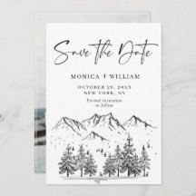 Hand Drawn Mountains Forest Wedding