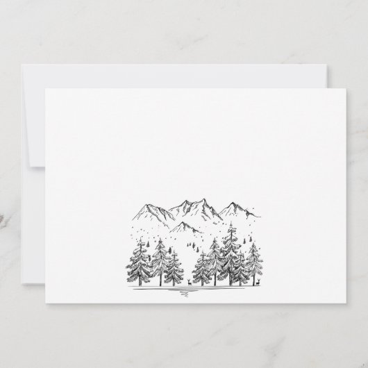 Hand Drawn Mountains Forest Wedding Save The Date (Achterkant)