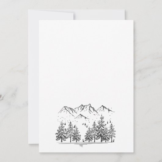 Hand Drawn Mountains Forest Wedding Save The Date (Achterkant)