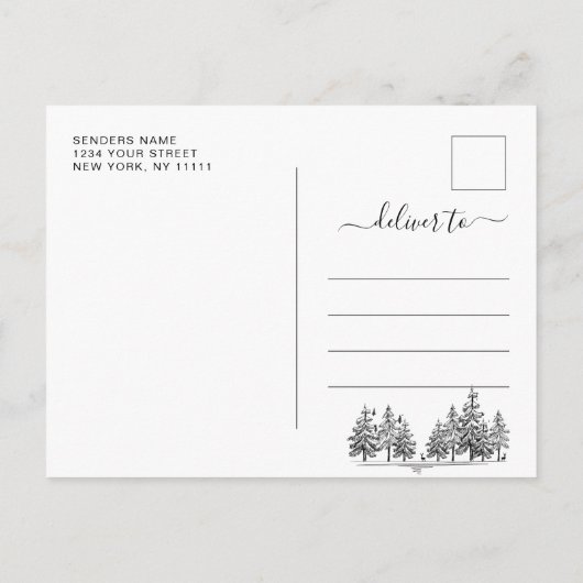 Hand Drawn Mountains Forest Wedding Save the Date Aankondigingskaart (Achterkant)