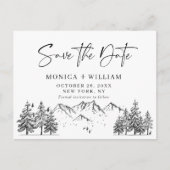 Hand Drawn Mountains Forest Wedding Save the Date Aankondigingskaart (Voorkant)