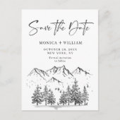 Hand Drawn Mountains Forest Wedding Save the Date Aankondigingskaart (Voorkant)
